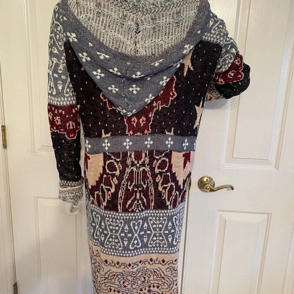 Free People Bandana Hooded Cardigan NWT Size L - Picture 7 of 9